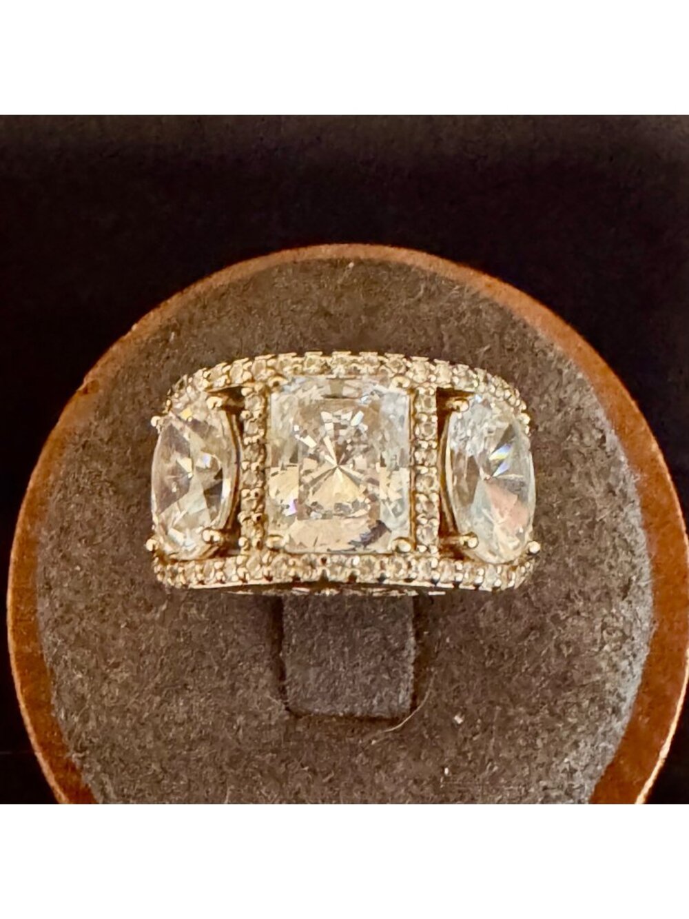 Gold Over Sterling Silver 925 Cubic Zirconia Tapered Band Statement Ring Size 6